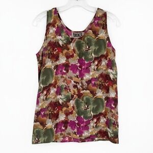 Forenza Purple Floral Silk Tank Top | Women’s M Regular